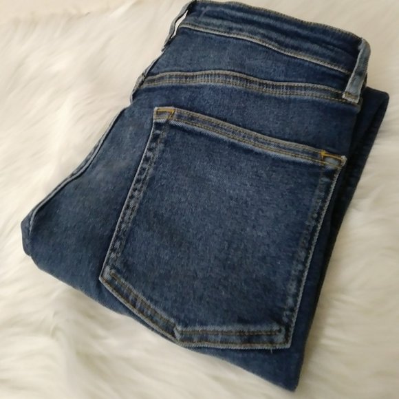 Jeans We the Free People High Rise  Frayed Hems Blue Jeans Size 28 - Picture 10 of 16